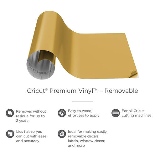 2 Rolls Cricut Premium Removeable Gold Vinyl Matte Finish - NEW