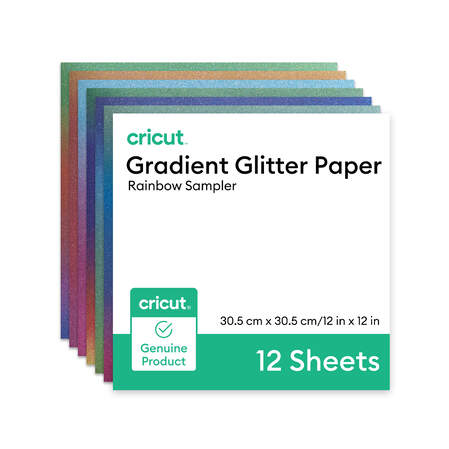 Cricut® Gradient Glitter Paper, Rainbow Sampler - 12 in x 12 in (12 ct)