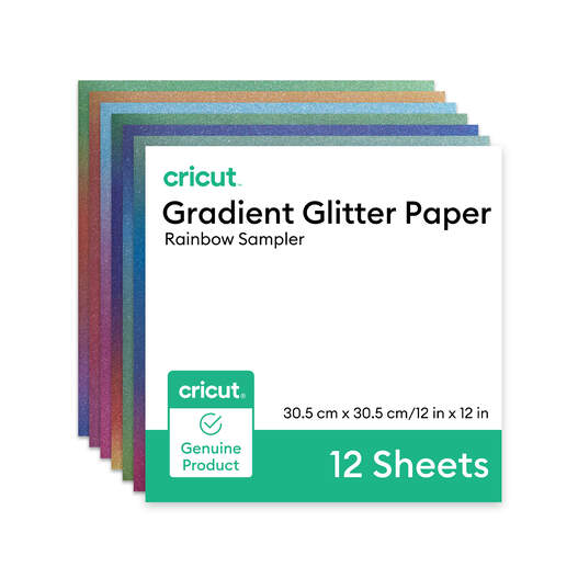 Cricut&reg; Gradient Glitter Paper, Rainbow Sampler - 12 in x 12 in (12 ct)