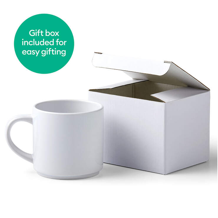 Stackable Ceramic Mug Blank, White - 10 oz/300 ml (4 ct) Stackable Ceramic Mug Blank, White - 10 oz/300 ml (4 ct)