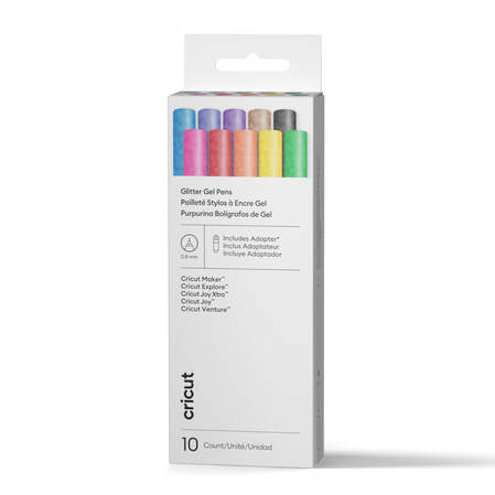 Cricut&reg; Glitter Gel Pens 0.8 mm, Rainbow Sampler (10 ct) + Adapter