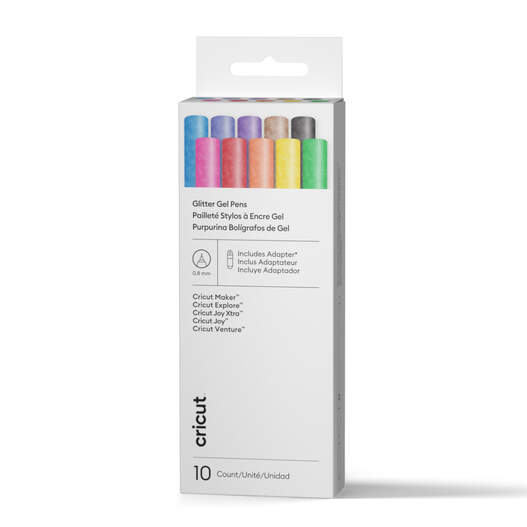 Cricut&reg; Glitter Gel Pens 0.8 mm, Rainbow Sampler (10 ct) + Adapter