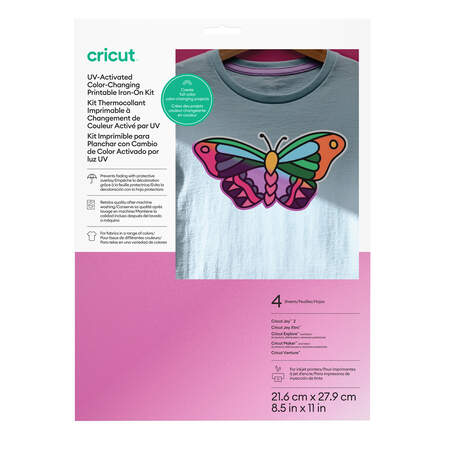 Cricut&reg; Printable Iron-On UV Color Changing Kit &ndash; 8.5 in x 11 in (4 ct)
