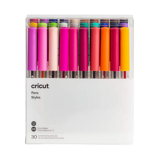  Cricut Joy Porous Point Pens, Stick, Fine 0.4 mm, Assorted Ink,  White Barrel, 30/Set