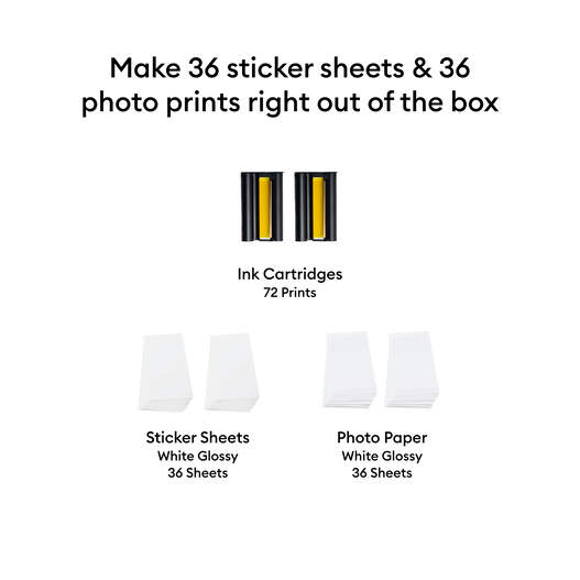 Cricut StickerPix Print + Cut&trade; Sticker Sheets, Photo Paper & Ink Cartridges Set (72 Prints)