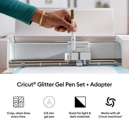 Cricut&reg; Glitter Gel Pens 0.8 mm, Rainbow Sampler (10 ct) + Adapter
