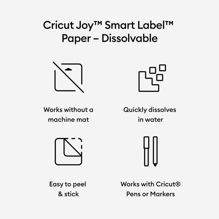 Cricut Joy™ Smart Label™ Paper – Dissolvable, White