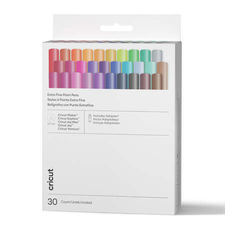 Cricut&reg; Extra Fine Point Pens 0.3 mm, Ultimate Sampler (30 ct) + Adapter