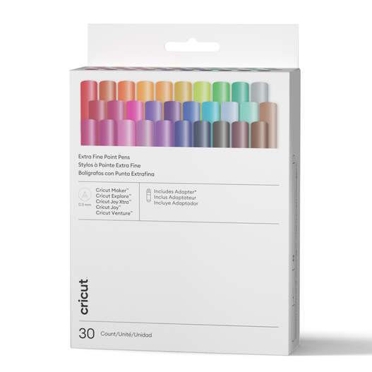 Cricut&reg; Extra Fine Point Pens 0.3 mm, Ultimate Sampler (30 ct) + Adapter