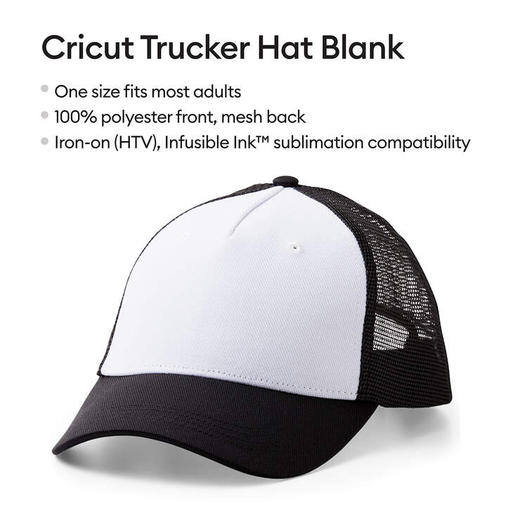 Cricut Trucker Hat, Black/White Cricut Trucker Hat, Black/White