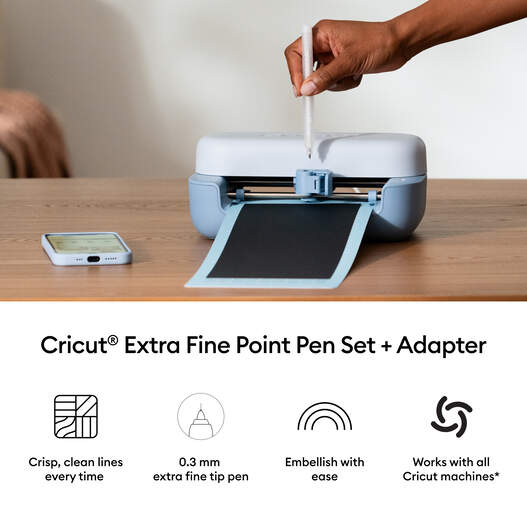 Cricut&reg; Extra Fine Point Pen Set, 0.3mm (3 ct) + Adapter