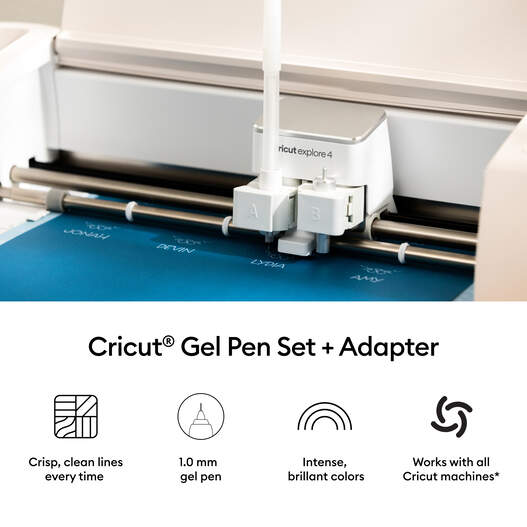Cricut&reg; Gel Pens 1.0 mm, Peacock Sampler (3 ct) + Adapter