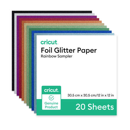 Cricut® Foil Glitter Paper, Rainbow Sampler - 12 in x 12 in (20 ct)