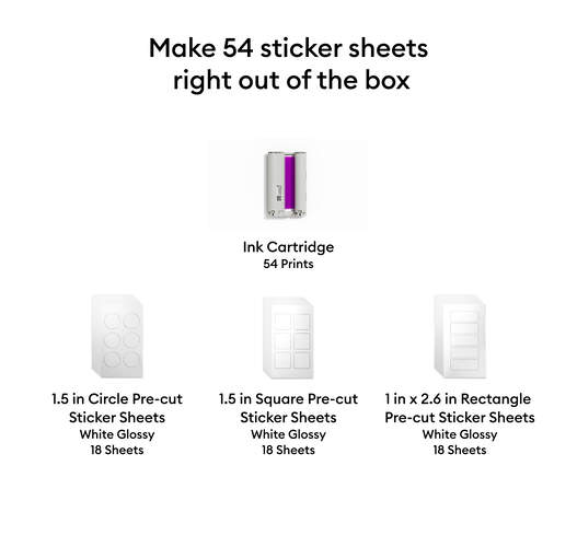 Cricut StickerPix Print&trade; Pre-cut Sticker Sheets & Ink Cartridge Set (54 Prints)