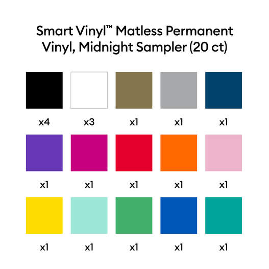 Cricut&reg; Smart Vinyl&trade; Matless Permanent Vinyl, Colorful Sampler &ndash; 13 in x 12 in (20 ct)