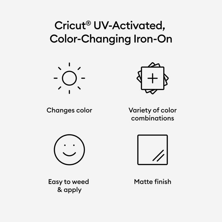 UV-Activated, Color-Changing Iron-On, White - Blue