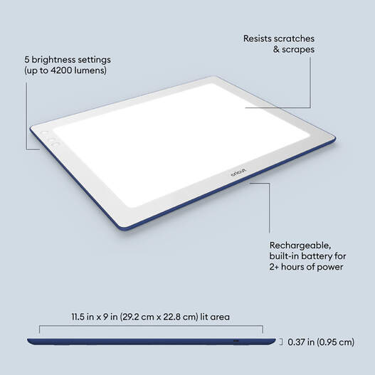 Cricut BrightPad Go Weeder Guide Design Bundle Cordless Portable  Lightweight Light Box Five Brightness Settings Rechargeable LED Bright Pad  for Vinyl Iron-On Weeding Drawing Tracing Crafting