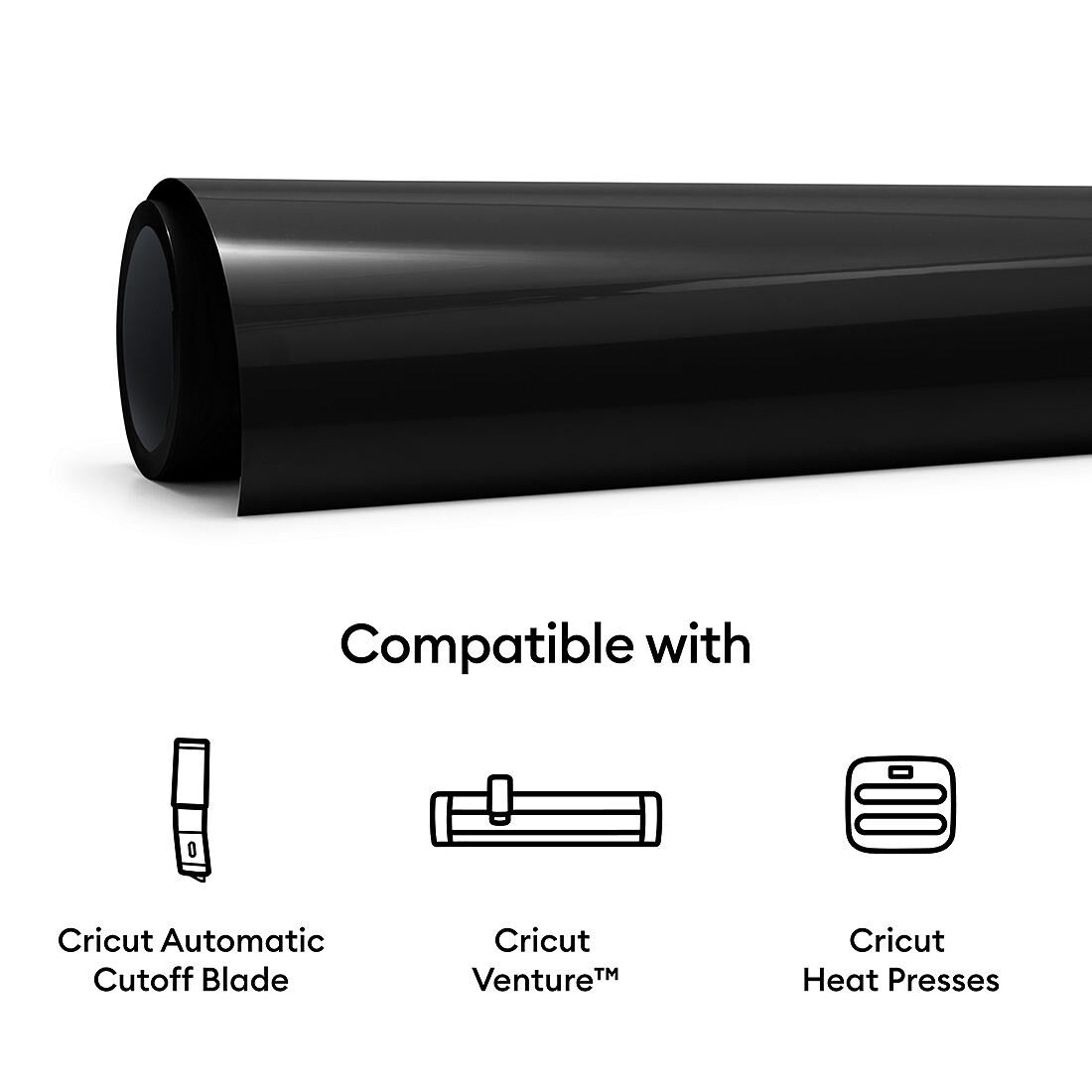 HTVRONT Black Heat Transfer Vinyl Roll - 12x25ft Iron On Vinyl For T-Shirts