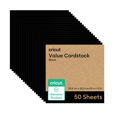 Cricut&reg; Value Cardstock, Black - 12 in x 12 in (50 ct)