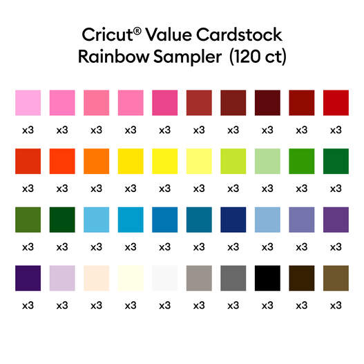 Cricut&reg; Value Cardstock, Rainbow Sampler - 12 in x 12 in (120 ct)