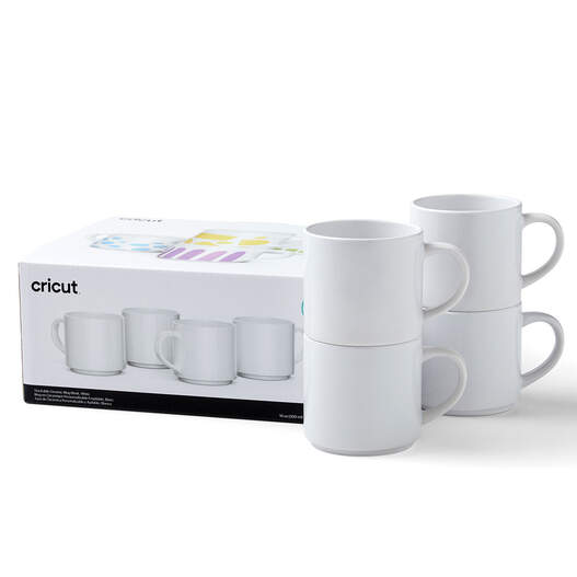 Cricut Blank White Stackable Ceramic Mug - 10 oz/300 ml (4 ct)