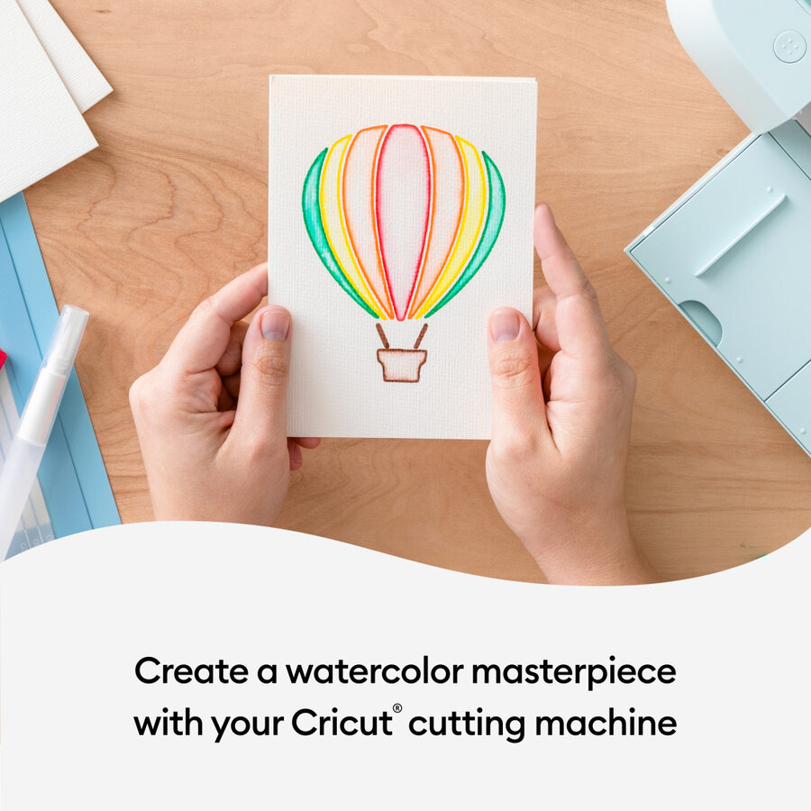 Ejemplo de tarjeta Cricut Watercolor R40 personalizada con diseño de acuarela