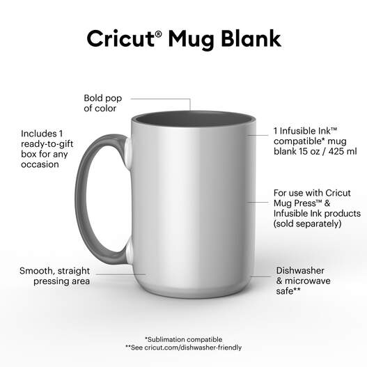 11oz White Circle Sublimation Mug, Ideal for Creating Custom Coffee Mugs,  Hot Press Sublimation Mug, Infusible Blank with Sublimation Ink (Box of 12