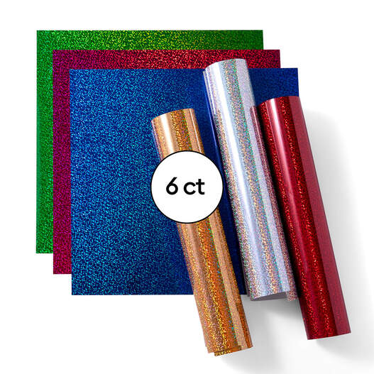 Cricut Beginner Bundle- Glitter Iron On HTV, Vinyl Sheets, Tool Kit, P