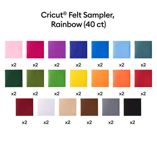 Cricut&reg; Felt Sampler, Rainbow &ndash; 12 in x 12 in (40 ct)