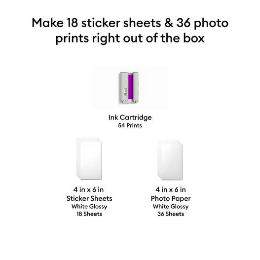 Cricut StickerPix Print&trade; Sticker Sheets, Photo Paper & Ink Cartridge Set (54 Prints)