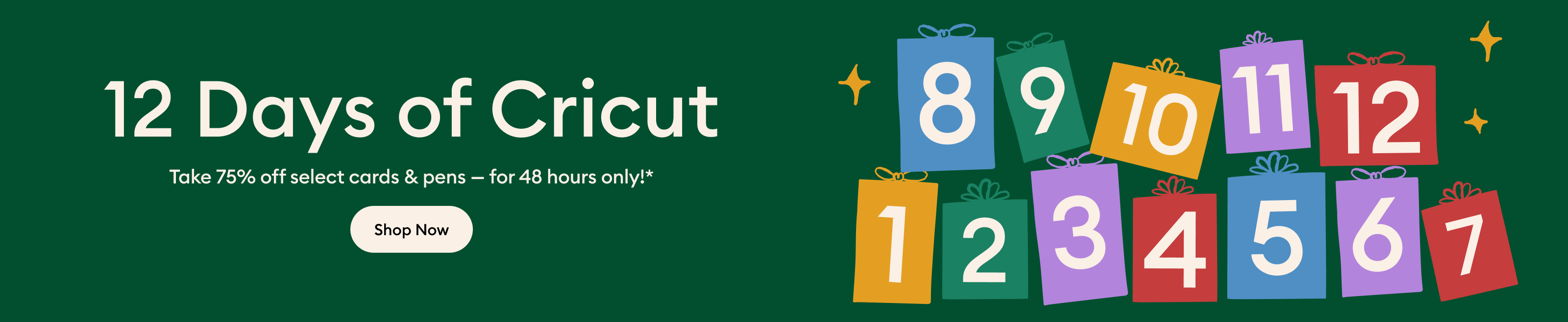 12 days of Cricut ā 75% off select cards & pens*