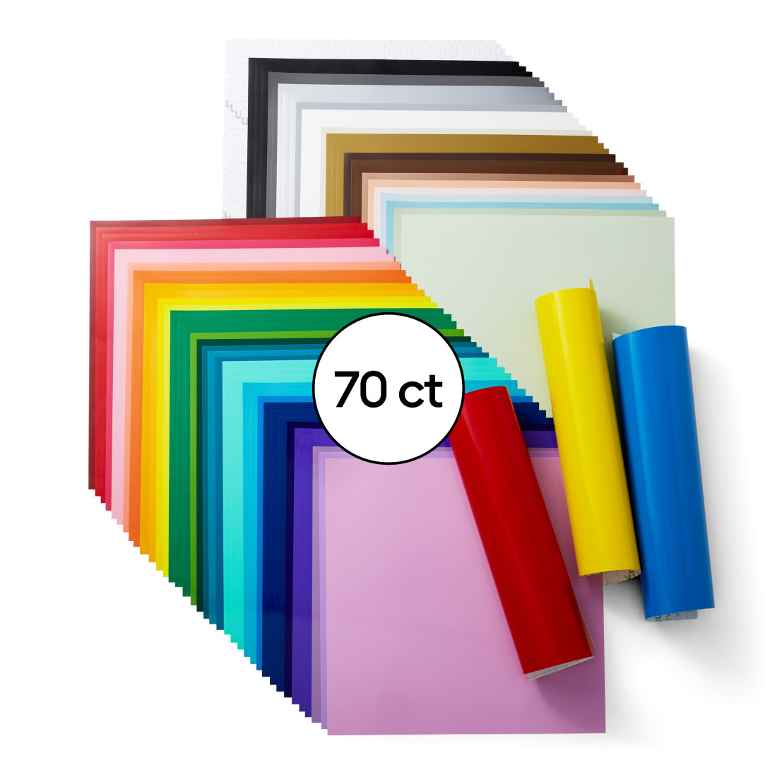  Ohuhu Permanent Vinyl Sheets for Cricut: 70 Packs Craft  Adhesive Vinyl for Cricut Maker & All Kinds of Cutting Machines, 60 Backed  Vinyls + 10 Transfer Papers - 30 Colors for