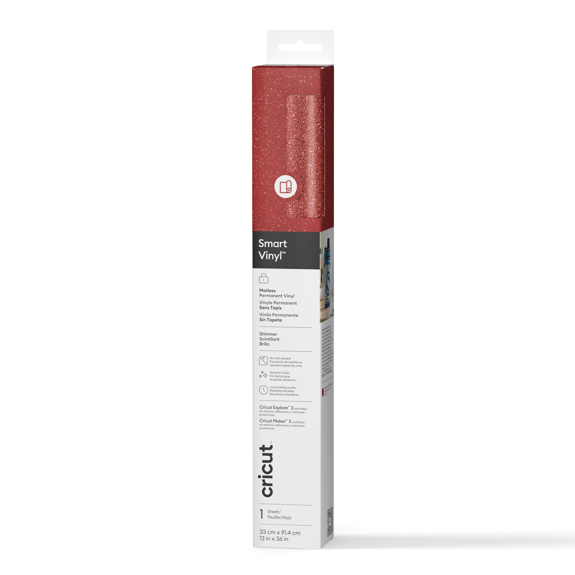 Smart Vinyl™ Shimmer Matless Permanent Vinyl (13 in x 36 in), Red ...